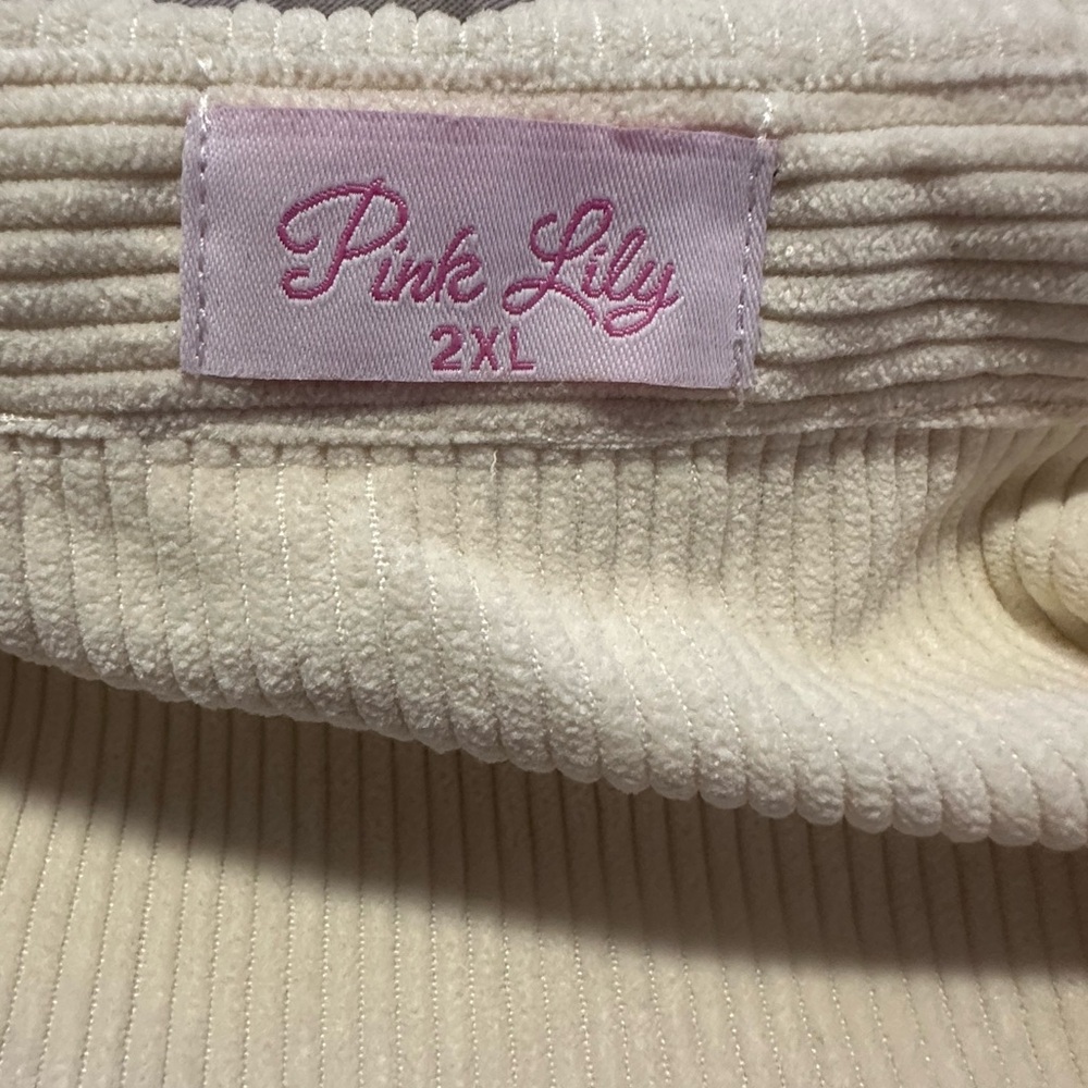Pink Lily Cream Corduroy Button-Up Shirt - Picture 2 of 4